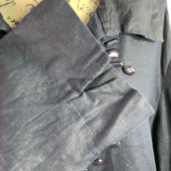 JM Collection Women's 20W Tunic Blouse 100% Linen V-neck Gem Details Holiday Top - Picture 4 of 10